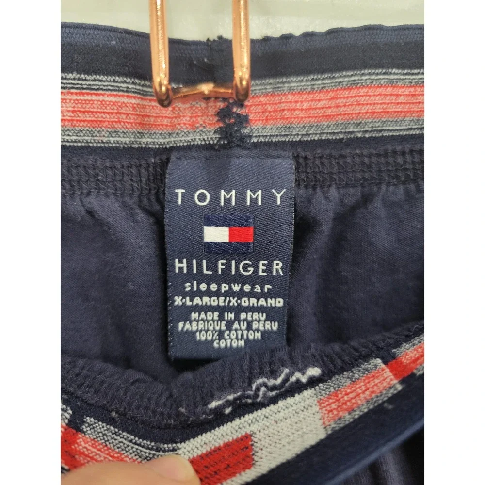 Tommy Hilfiger Logo Waistband Mens Navy Blue Cotton Sleepwear Pajama Pants‎ XL